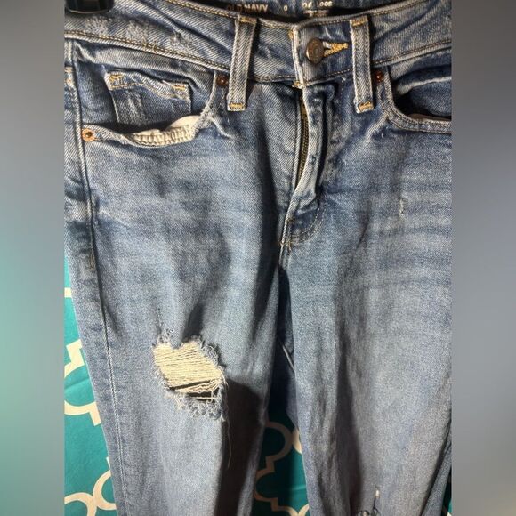Old Navy Distressed High Rise OG Loose Fit 5 Pocket Women’s Jeans Size 0 EPC - Picture 2 of 4